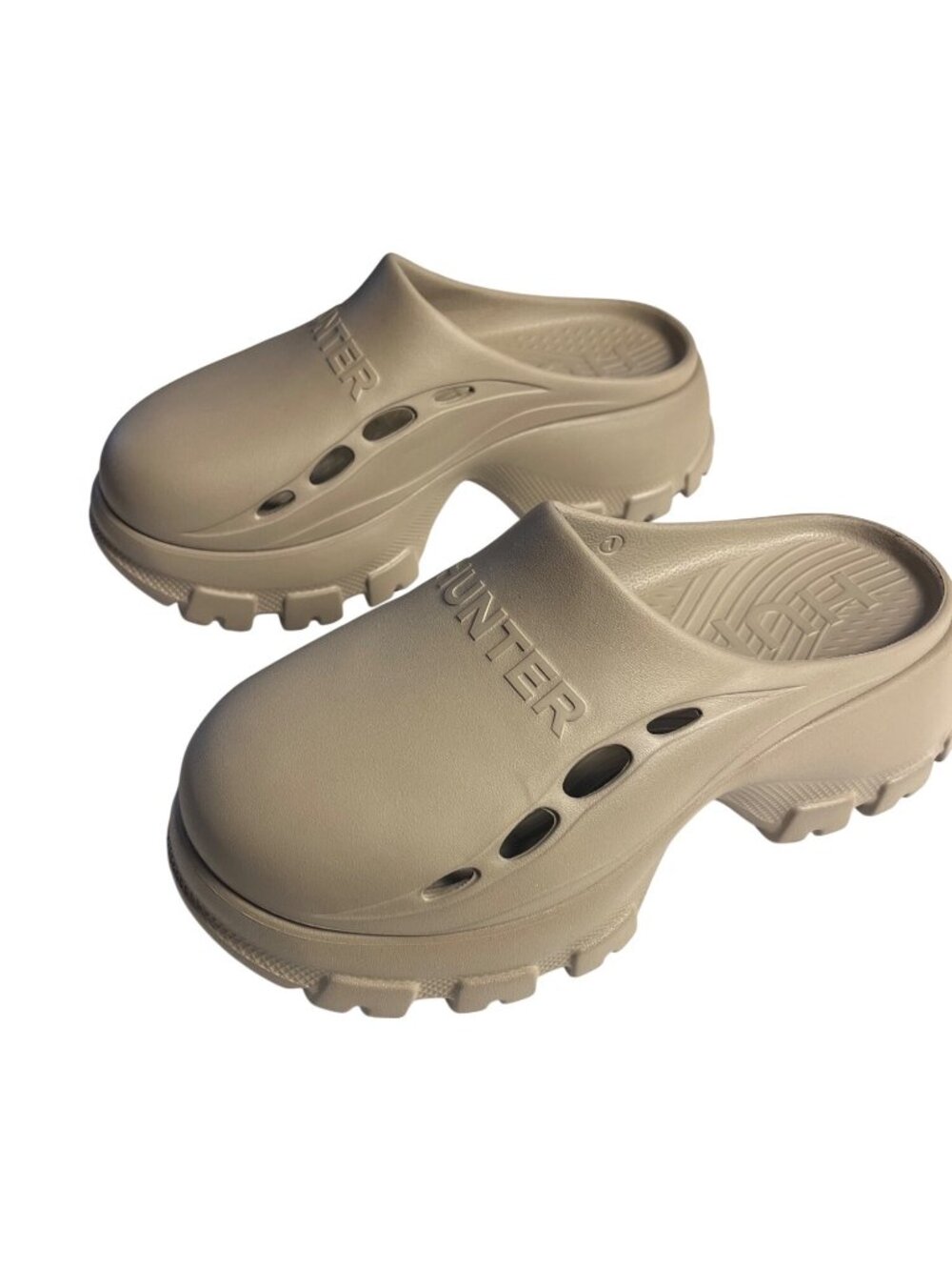 Hunter Women Bryce Clogs Light Natural  7 US Slip-On Waterproof Chunky Platform